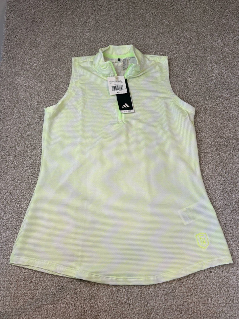 adidas Women’s  Neon Yellow Sleeveless Mock Neck shirt - Size Medium